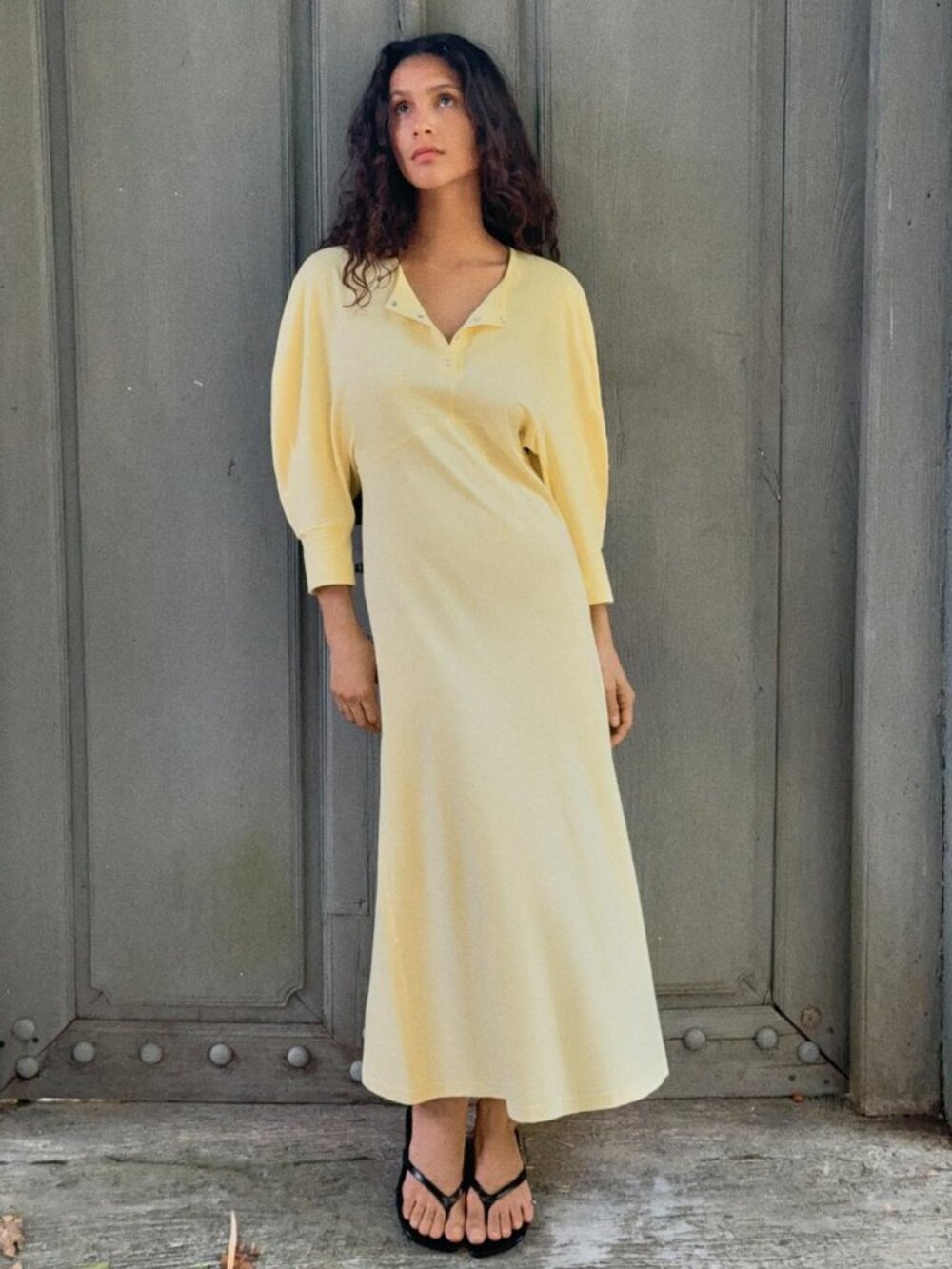 Zara Buttoned Midi Dress NWT Cotton Cute Summer Yellow Size Medium
